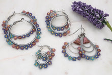 Load image into Gallery viewer, Stainless Steel Flower Beaded Silver Hoops