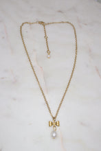 Load image into Gallery viewer, Dainty Freshwater Pearl & Gold Bow Pendant Necklace