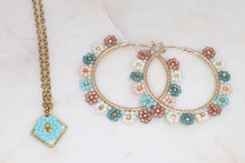 Load image into Gallery viewer, Flower Crown Hoop Earrings