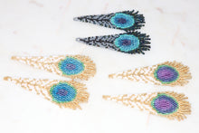 Load image into Gallery viewer, Peacock Feather Fringe Earrings