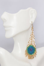 Load image into Gallery viewer, Peacock Feather Fringe Earrings