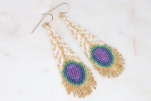 Load image into Gallery viewer, Peacock Feather Fringe Earrings