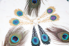 Load image into Gallery viewer, Peacock Feather Fringe Earrings
