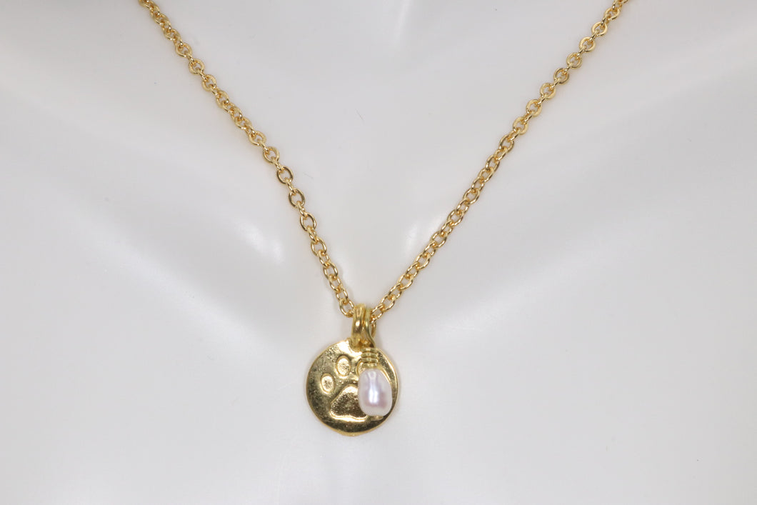 Freshwater Pearl Paw Print Necklace