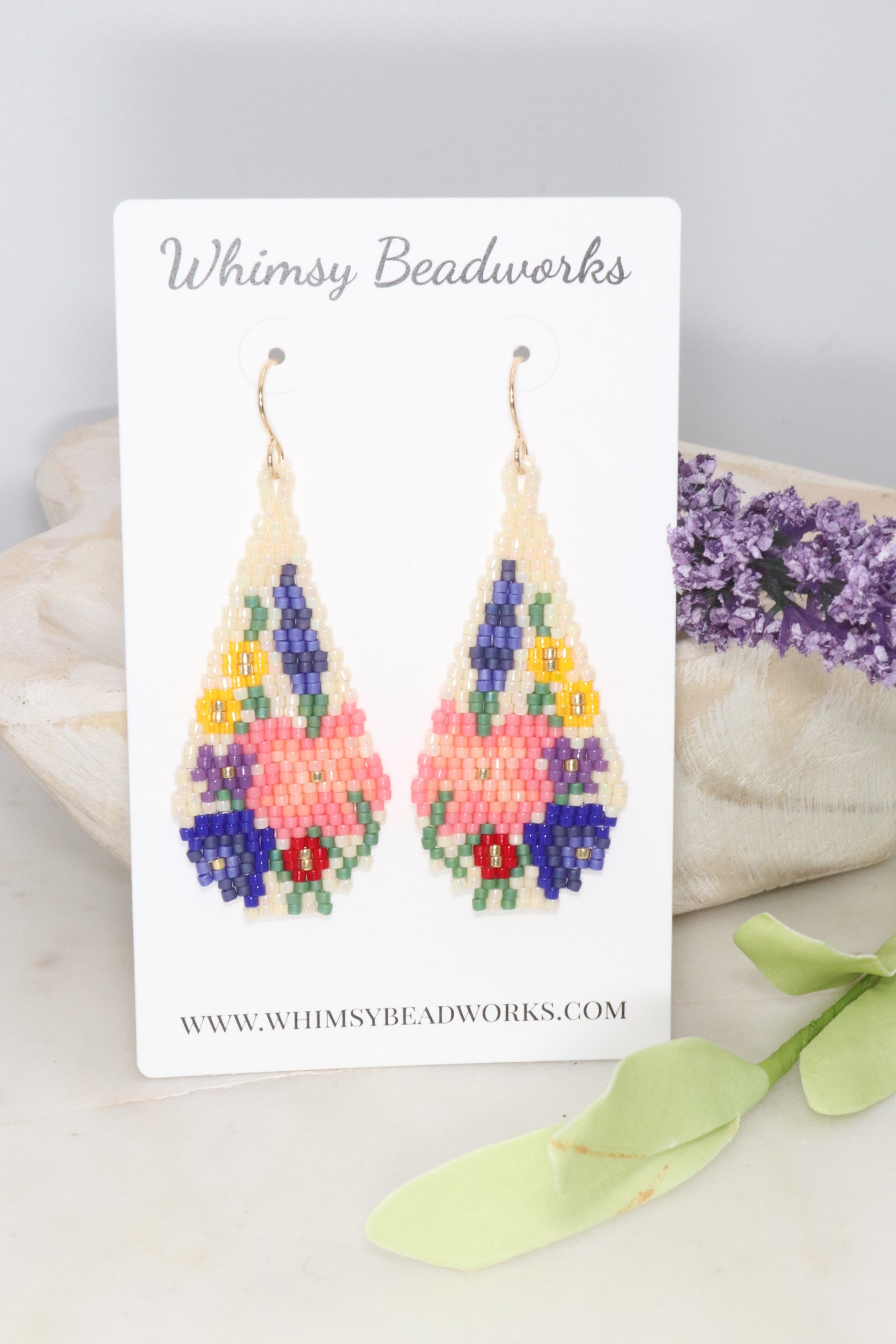 flower seed bead Flower Garden Seed Bead Earrings