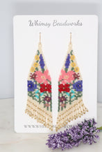 Load image into Gallery viewer, Flower Garden Seed Bead Fringe Earrings