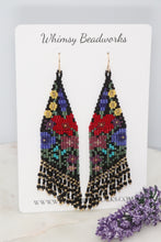 Load image into Gallery viewer, Flower Garden Seed Bead Fringe Earrings
