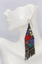 Load image into Gallery viewer, Flower Garden Seed Bead Fringe Earrings