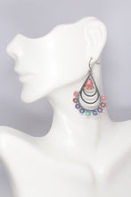 Load image into Gallery viewer, Stainless Steel Flower Beaded Silver Hoops