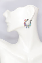 Load image into Gallery viewer, Stainless Steel Flower Beaded Silver Hoops