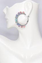 Load image into Gallery viewer, Stainless Steel Flower Beaded Silver Hoops
