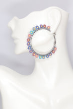 Load image into Gallery viewer, Stainless Steel Flower Beaded Silver Hoops
