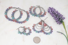 Load image into Gallery viewer, Stainless Steel Flower Beaded Silver Hoops