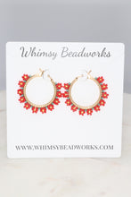 Load image into Gallery viewer, Flower Beaded Gold Hoops