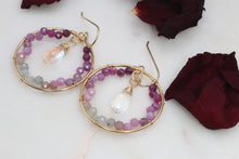 Load image into Gallery viewer, Grace Under Fire Ruby Gemstone Gold Hoop Earrings
