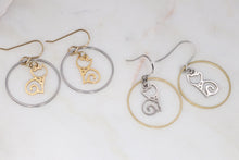 Load image into Gallery viewer, Mixed Metal Cat Earrings Hearts and Paws Collection