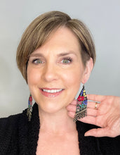 Load image into Gallery viewer, Flower Garden Seed Bead Fringe Earrings
