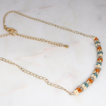 Load image into Gallery viewer, Seed Bead Bar Necklace on Gold Chain