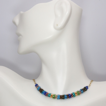 Load image into Gallery viewer, Seed Bead Bar Necklace on Gold Chain