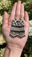 Load and play video in Gallery viewer, Long Leopard Print Seed Bead Fringe Earrings