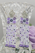Load image into Gallery viewer, Purple Flower Power Seed Bead Earrings