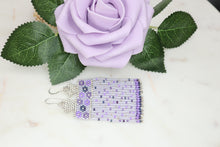 Load image into Gallery viewer, Purple Flower Power Seed Bead Earrings
