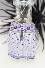Load image into Gallery viewer, Purple Flower Power Seed Bead Earrings