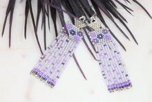 Load image into Gallery viewer, Purple Flower Power Seed Bead Earrings