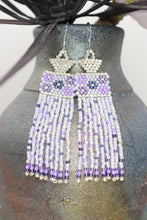 Load image into Gallery viewer, Purple Flower Power Seed Bead Earrings