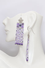 Load image into Gallery viewer, Purple Flower Power Seed Bead Earrings