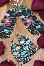 Load image into Gallery viewer, Long Beaded Flower Earrings