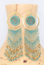 Load image into Gallery viewer, Painted Desert Mandala Beaded Hoop Earrings