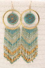 Load image into Gallery viewer, Painted Desert Mandala Beaded Hoop Earrings