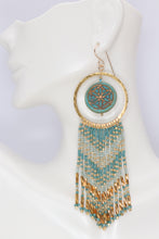 Load image into Gallery viewer, Painted Desert Mandala Beaded Hoop Earrings