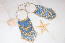 Load image into Gallery viewer, Kyanite Beaded Hoop Earrings