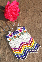 Load image into Gallery viewer, Folk Art Rainbow Floral Seed Bead Statement Earrings
