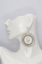 Load image into Gallery viewer, Amanda Pearl and Silver Beaded Hoop Earrings