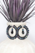 Load image into Gallery viewer, Black Beaded Hoop Earrings