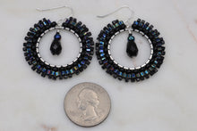 Load image into Gallery viewer, Black Beaded Hoop Earrings