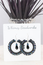 Load image into Gallery viewer, Black Beaded Hoop Earrings