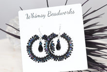 Load image into Gallery viewer, Black Beaded Hoop Earrings