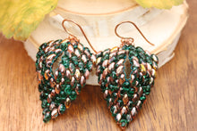 Load image into Gallery viewer, Tara Emerald Green & Copper Beaded Earrings