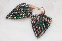 Load image into Gallery viewer, Tara Emerald Green & Copper Beaded Earrings