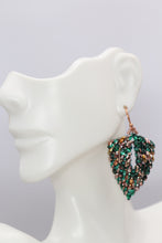 Load image into Gallery viewer, Tara Emerald Green & Copper Beaded Earrings