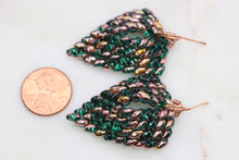 Load image into Gallery viewer, Tara Emerald Green & Copper Beaded Earrings