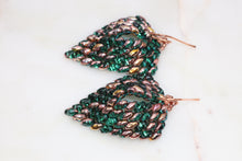 Load image into Gallery viewer, Tara Emerald Green & Copper Beaded Earrings