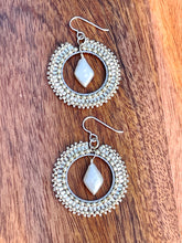 Load image into Gallery viewer, Amanda Pearl and Silver Beaded Hoop Earrings