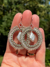 Load image into Gallery viewer, Amanda Pearl and Silver Beaded Hoop Earrings