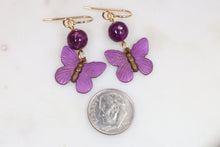 Load image into Gallery viewer, Purple Lepidolite Butterfly Earrings