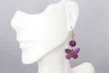Load image into Gallery viewer, Purple Lepidolite Butterfly Earrings